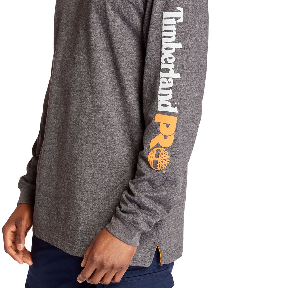 Timberland Mens T-Shirts PRO® Big & Tall Base Plate Long-Sleeve Wicking - Dark Grey - India SF706145